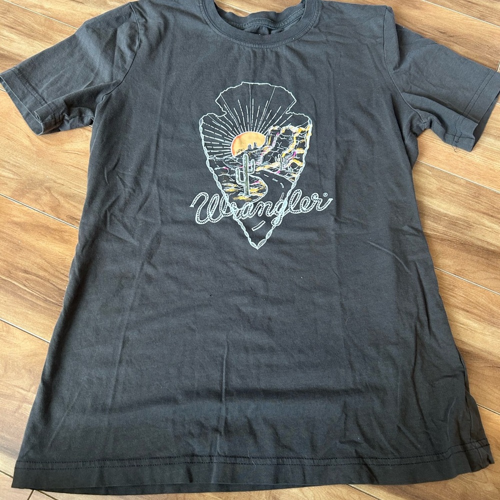 Wrangler Charcoal Tee with Desert Graphic